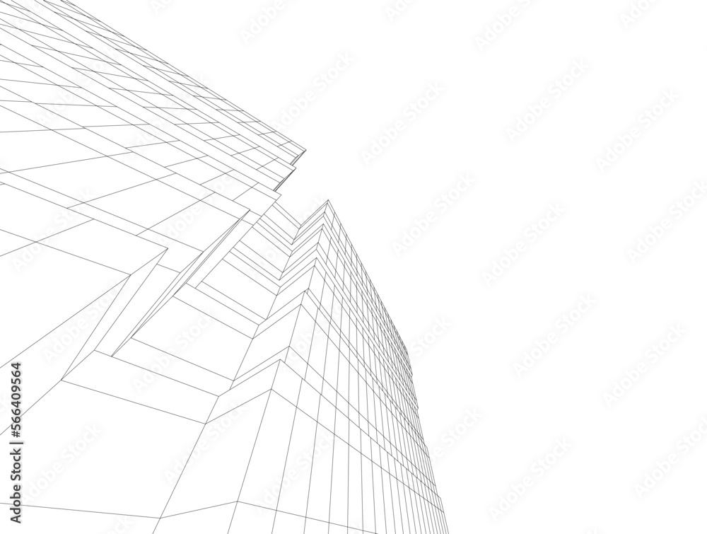 Abstract architectural rendering 3d illustration