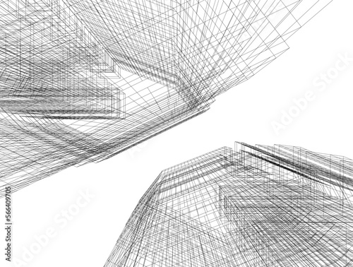 Abstract architectural rendering 3d illustration