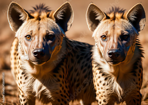 Pair of Hyenas. Generative AI 