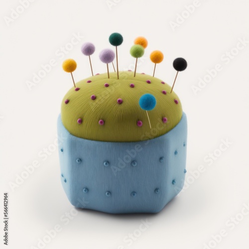 Colorful pin cushion isolated on a white background, generative ai photo