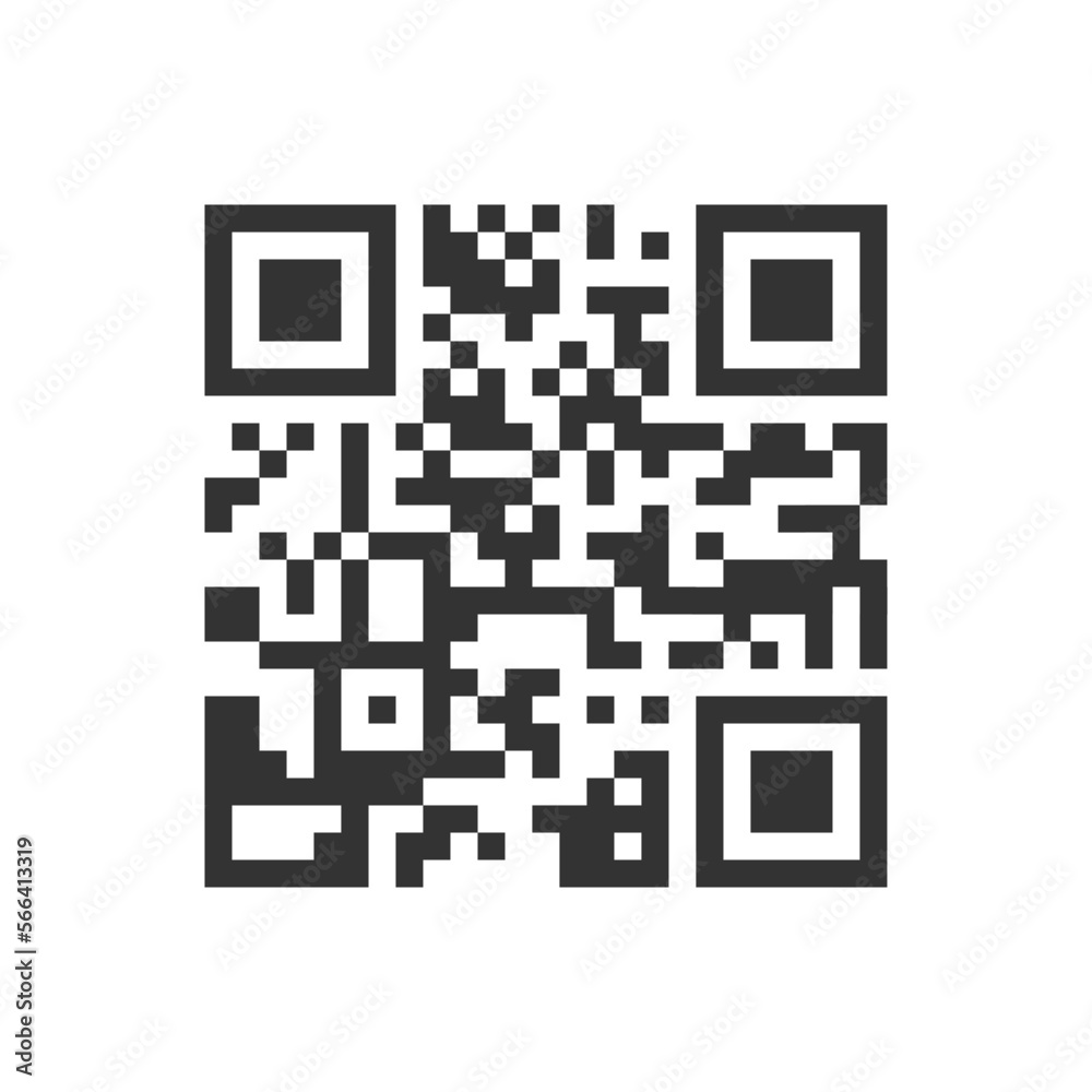 QR code icon. Quick responce matrix barcode template. Digital label with info data for scanning by mobile phone isolated on white background. Vector graphic illustration QR code icon. Quick responce matrix barcode template. Digital label with info data for scanning by mobile phone isolated on white background. Vector graphic illustration