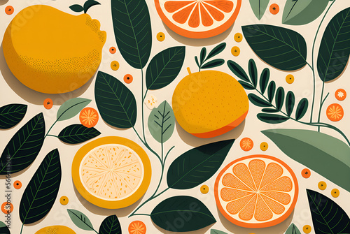 Orange fruit pattern, Fruit pattern, Generative AI