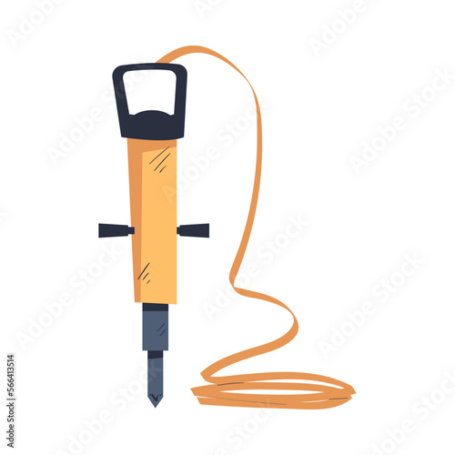 Concrete Drilling Machine as Construction Site Tool Vector Illustration