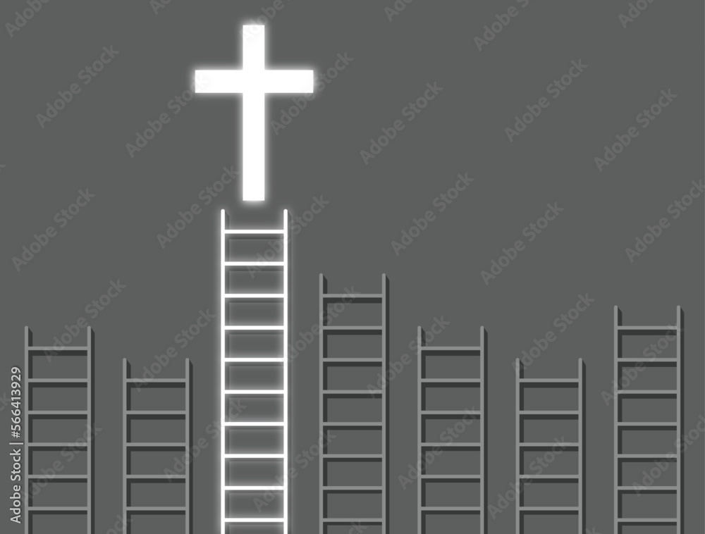 Christian Cross concept on gray background. Strategy or motivation to win.