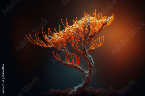 Ophiocordyceps or cordyceps, the 'zombie fungus'. ai generative content © Felippe Lopes