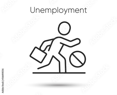 Unemployment line icon. Jobless person sign. Job dismissal symbol. Illustration for web and mobile app. Line style work crisis icon. Editable stroke jobless case. High unemployment. Vector