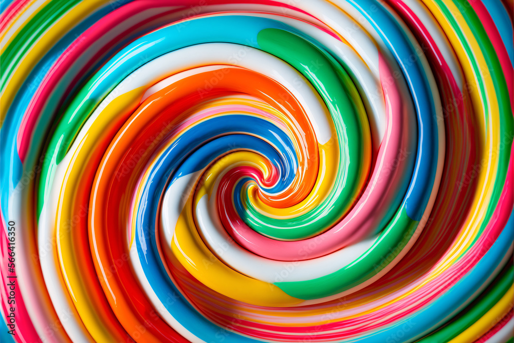 Colorful candy swirl background. Glossy mixed paint. Close up view with depth of field. Generative AI Colorful candy swirl background. Glossy mixed paint. Close up view with depth of field. Generative AI
