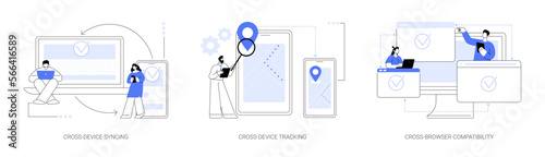 Multi-device compatibility abstract concept vector illustrations.