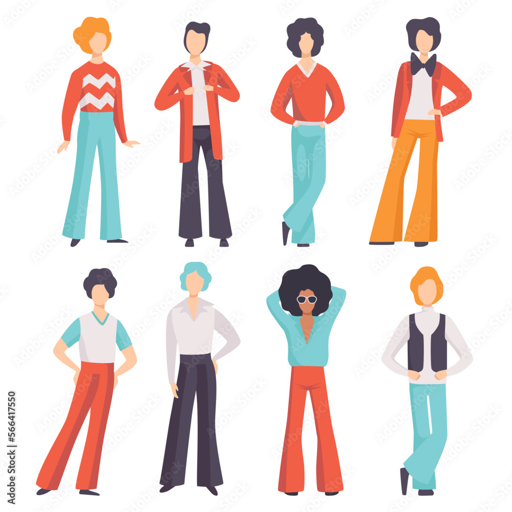 custom made wallpaper toronto digitalMan Character Wearing Vintage Clothing from 70s in Standing Pose Vector Set
