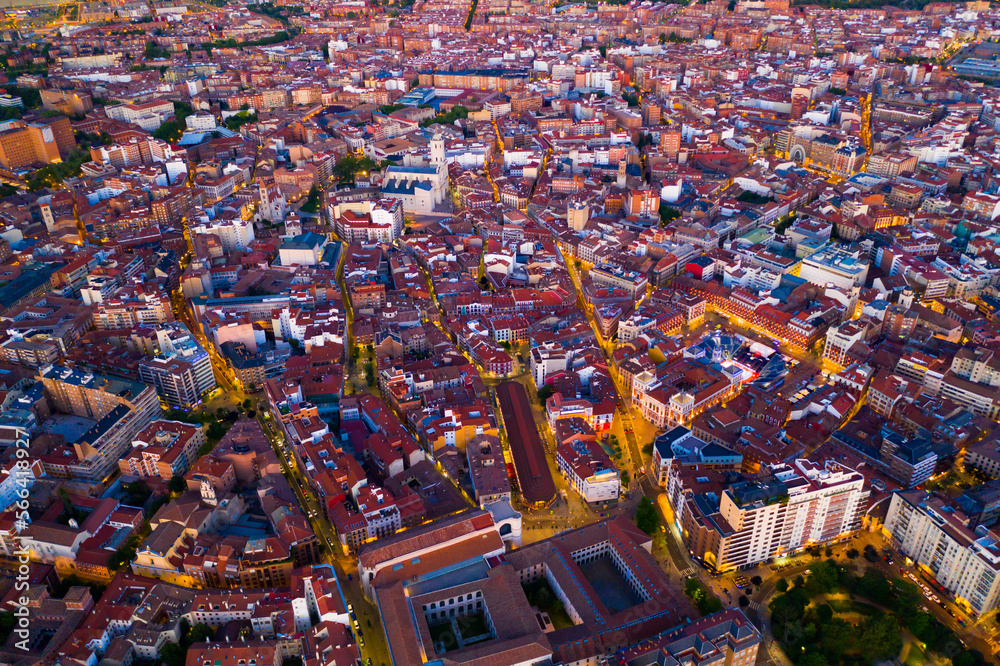 Fototapeta premium Panoramic night view of illuminated downtown Valladolid, Spain