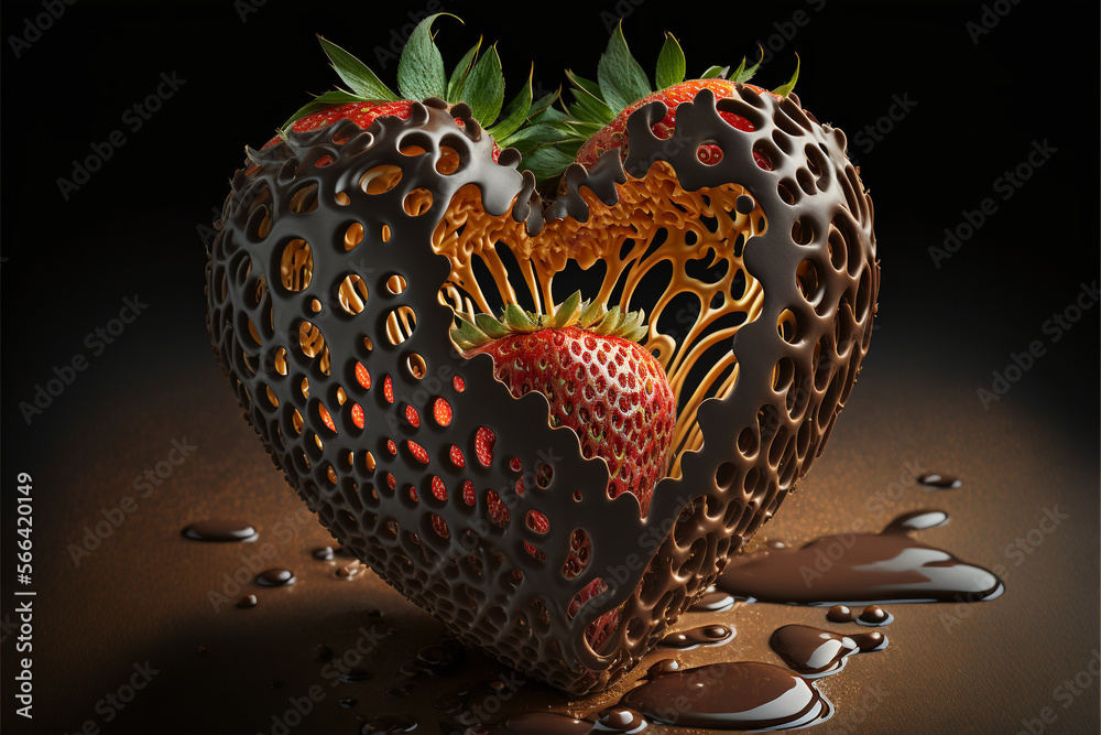 Heart Shaped Strawberry Dessert (Generative AI) Heart Shaped Strawberry Dessert (Generative AI)