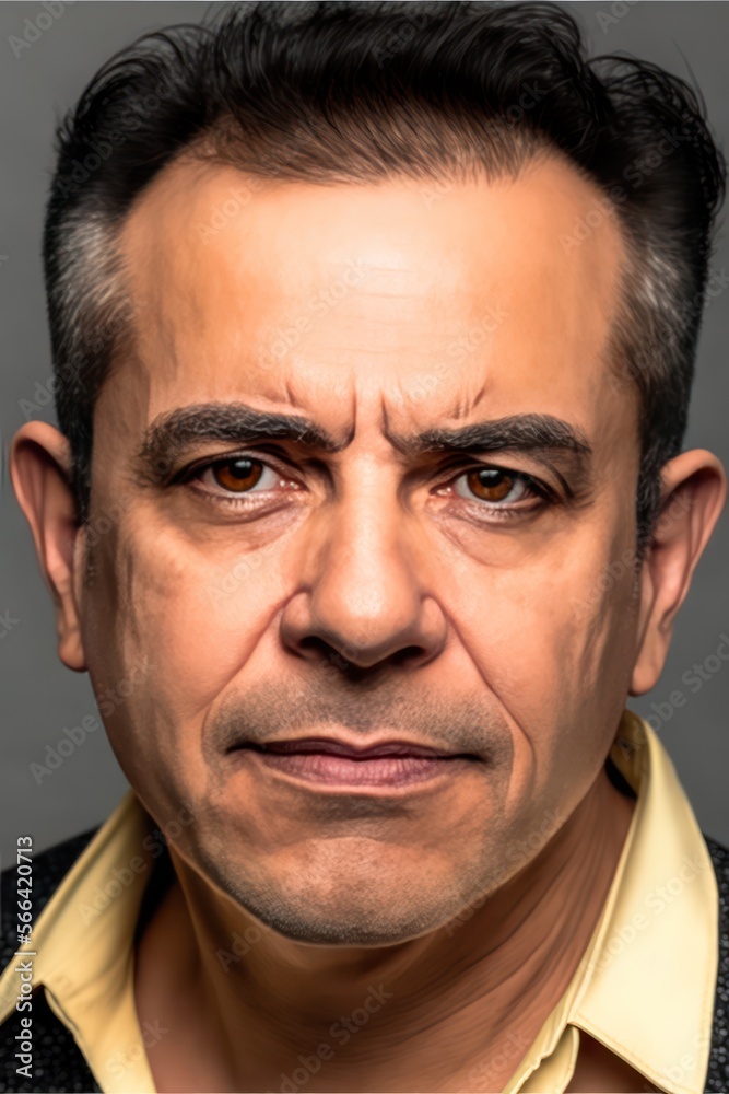 Obraz premium Serious mature man looking at the camera headshot. Generative AI