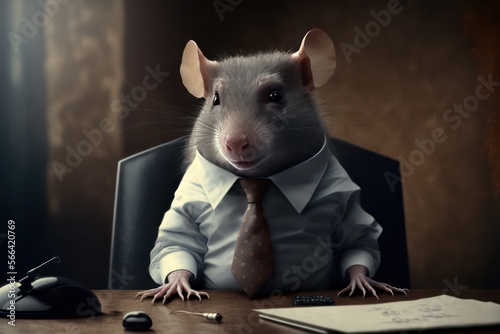 Portrait of a rat dressed in a formal business suit, generative ai