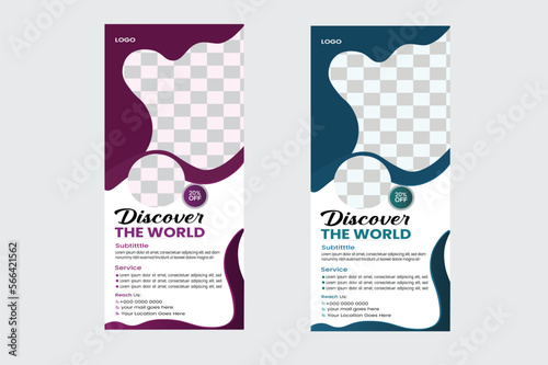 Business Roll Up Banner stand. Presentation concept. Abstract modern roll up background. Vertical template billboard, banner stand or flag design layout. Poster for conference,  