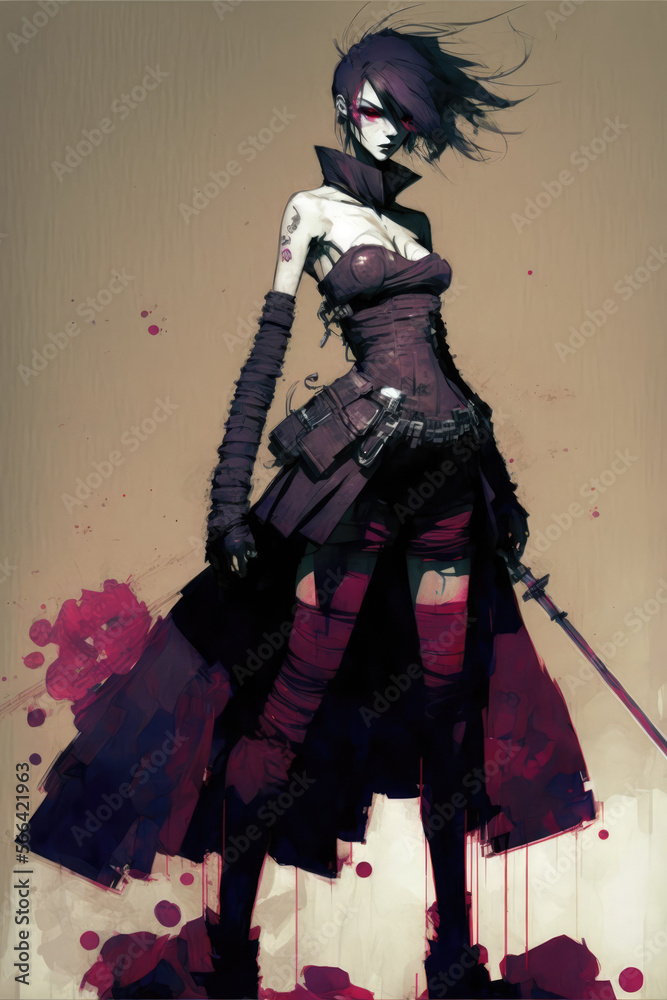 Fancy anime girl in cool outfit Fancy anime girl in cool outfit
