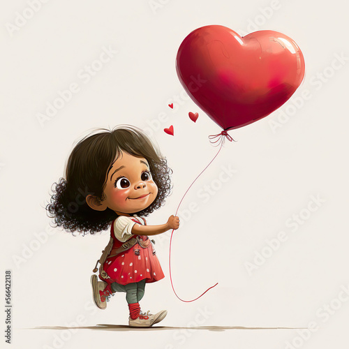 cute little latina girl with heart balloon