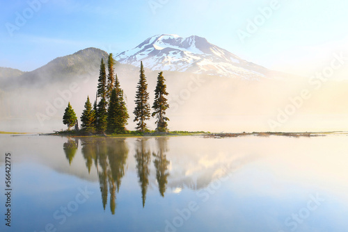 Sunrise at Sparks Lake in Central Oregon with a view of South Sister Mountain. photo