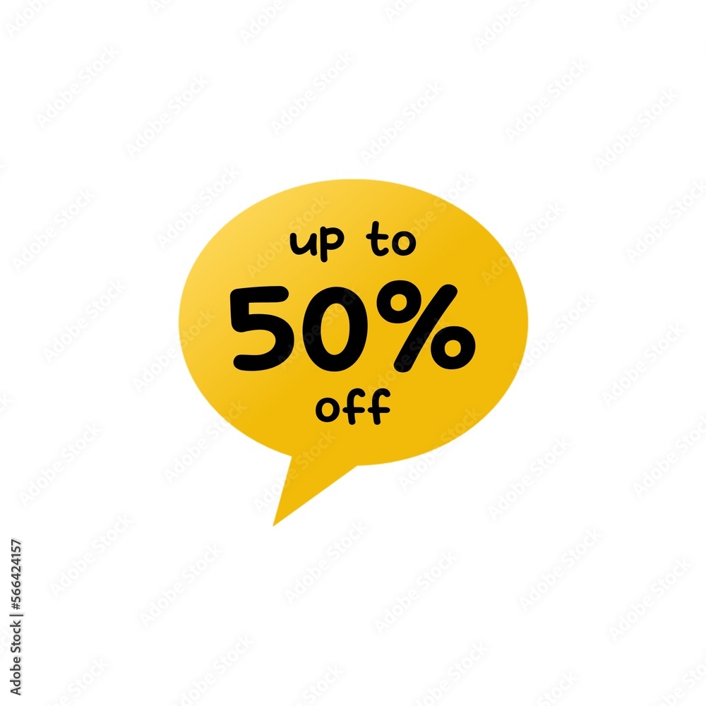 Up to 50 percent off Sale on speech bubble. Discount offer price sign. Special offer symbol. Save 50 percentages. Suitable for advertising, marketing, business. Up to 50 percent off Sale on speech bubble. Discount offer price sign. Special offer symbol. Save 50 percentages. Suitable for advertising, marketing, business.