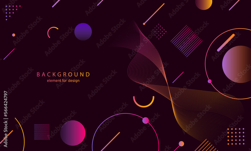 Abstract gradient background. Wave element for design. Digital frequency track equalizer. Stylized line art. Colorful shiny wave with lines created using blend tool. Curved wavy smooth stripe. Vector.