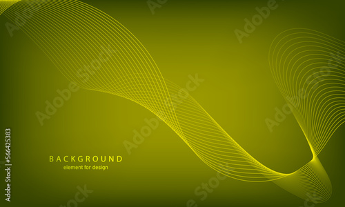 Abstract gradient background. Wave element for design. Digital frequency track equalizer. Stylized line art. Colorful shiny wave with lines. Trendy color yellow. Curved wavy smooth stripe. Vector.