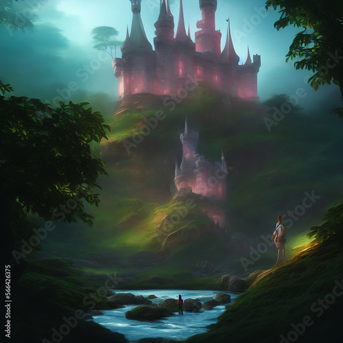 castle in the forest created with Generative AI
