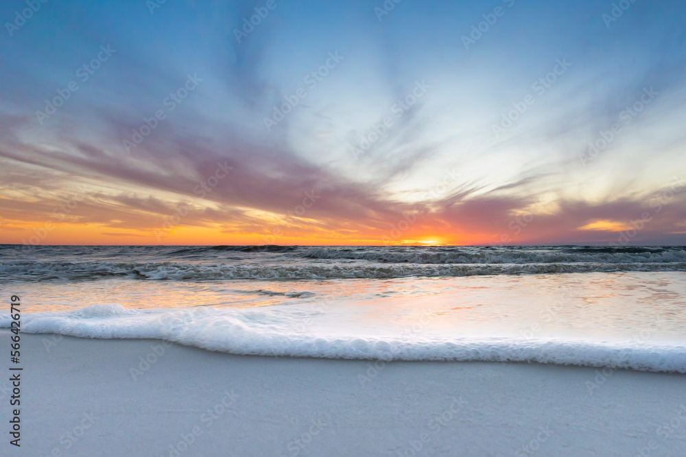 Wavy Mexico Beach Sunset