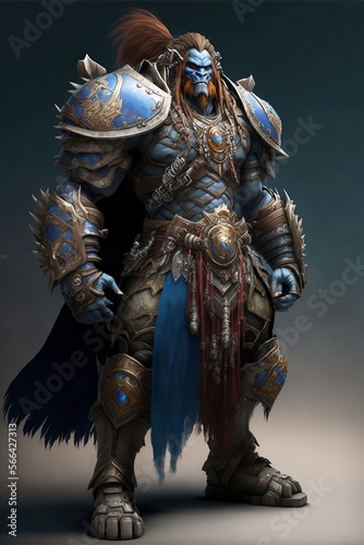 mmo warrior character with plate armor