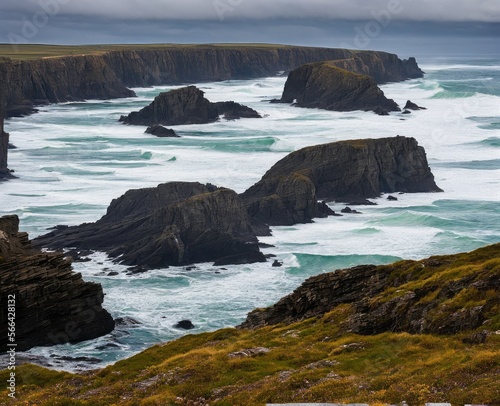 the icelandic landscape with cliffs and rocks, atlantic, beach, beautiful, blue, cliff