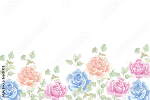 background with roses watercolor flower