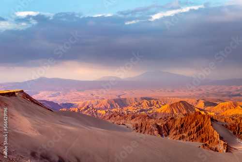 Moon Valley dramatic landscape at Sunset  Atacama Desert  Chile