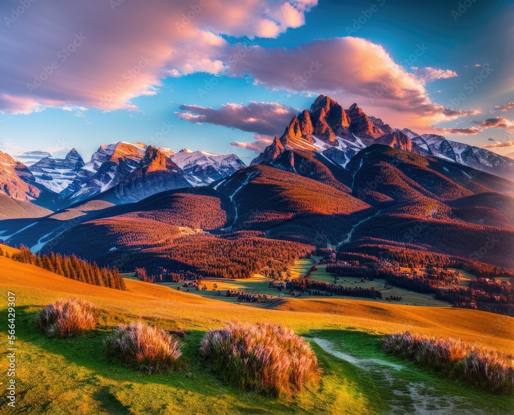 Fototapeta premium beautiful landscape with mountains and clouds