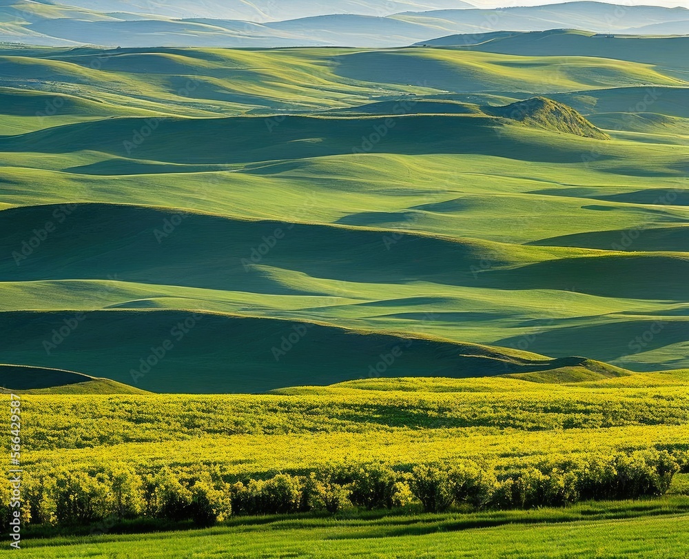 Fototapeta premium landscape with beautiful green hills, tuscany, italy