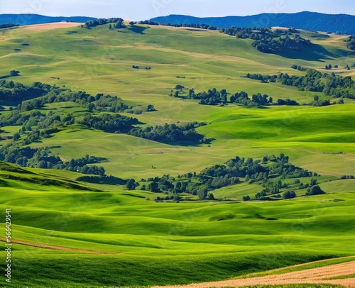 landscape with beautiful green hills, tuscany, italy