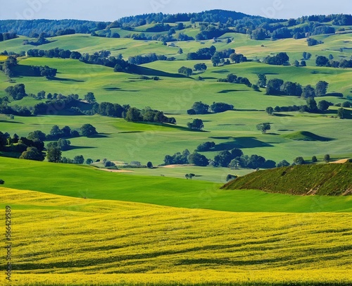 landscape with beautiful green hills, tuscany, italy