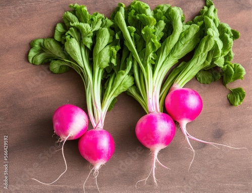 fresh green radish on a wooden background