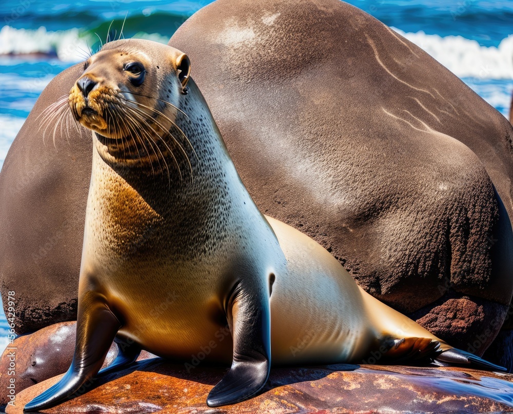 Fototapeta premium a closeup shot of a cute seal on the beach
