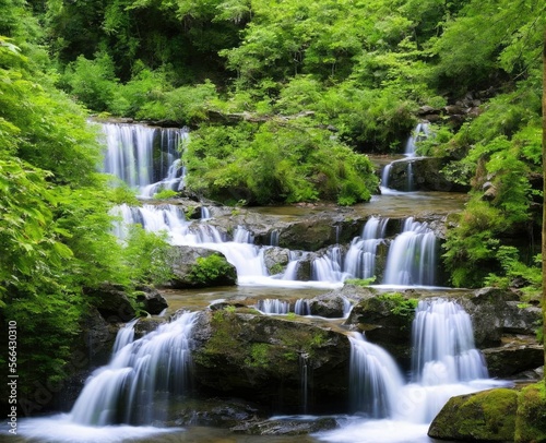 waterfall and forest. nature  travel  hiking concept