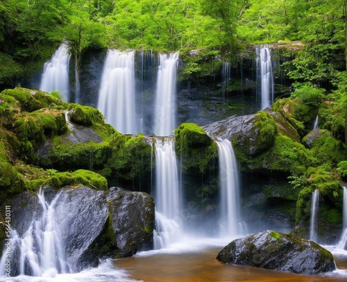 waterfall and forest. nature  travel  hiking concept