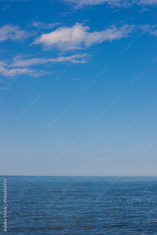 Seascape with horizon over water taken from Gaspésie showing the wide part of the Saint Lawrence River. Seascape with horizon over water taken from Gaspésie showing the wide part of the Saint Lawrence River.