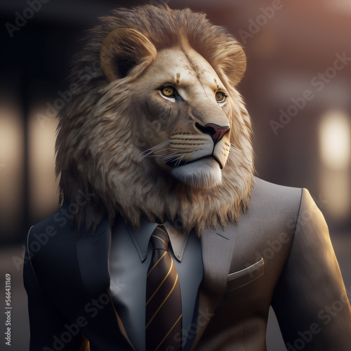 lion in a suit. Generative AI