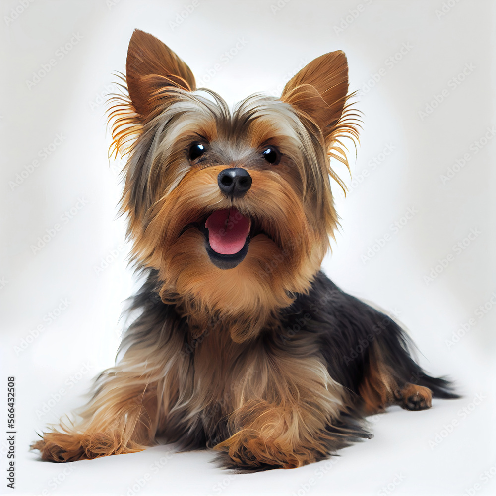 Portrait of laying Yorkshire terrier dog made with Generative AI Portrait of laying Yorkshire terrier dog made with Generative AI