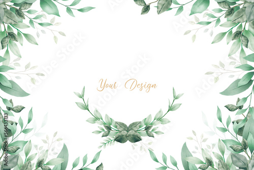 Elegant Background Green Leaves Watercolor