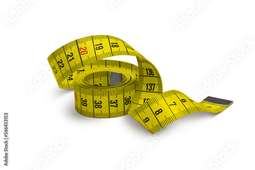 Measuring yellow tape isolated on a transparent background