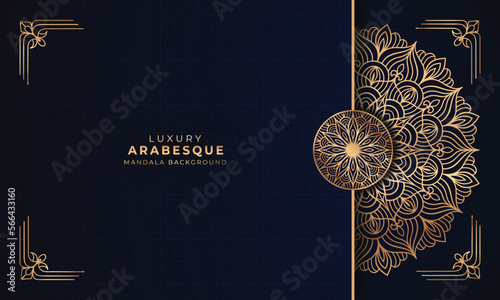 Luxury mandala background with golden arabesque pattern, decorative ornamental mandala for invitation card, book cover, poster, print