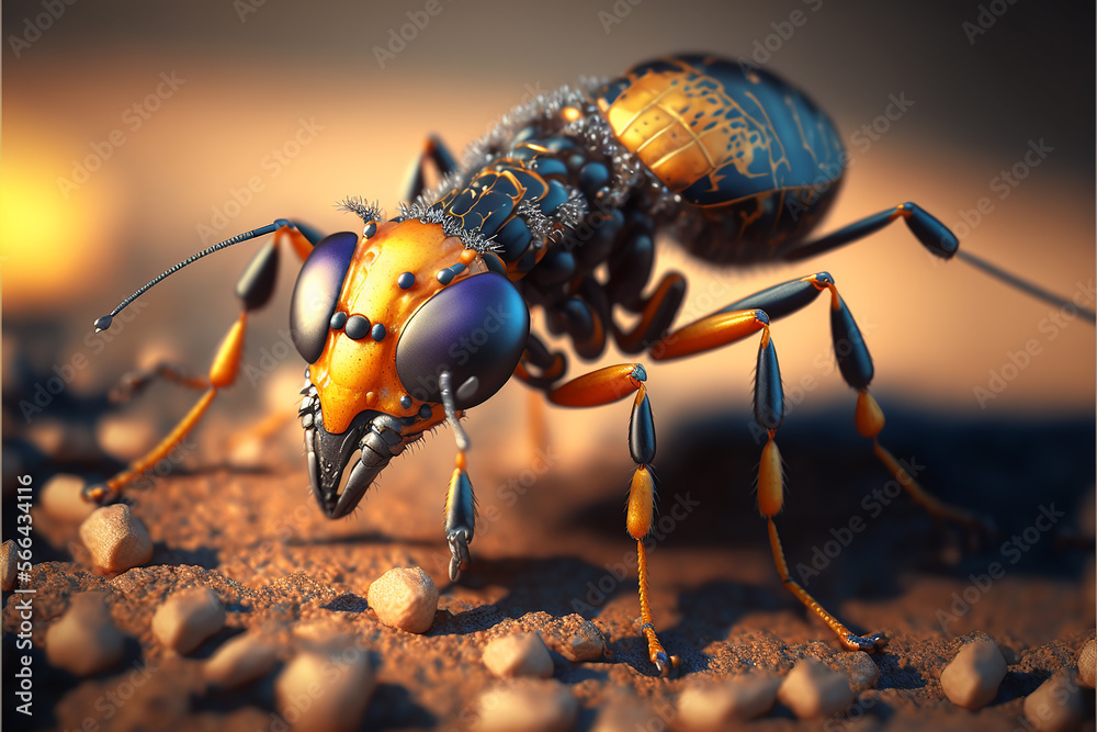 Fototapeta premium Pharaoh Ant macro photography. Generative AI
