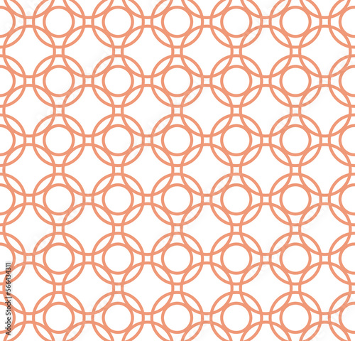 Interlocking circles White and Orange pattern. Abstract background tile.