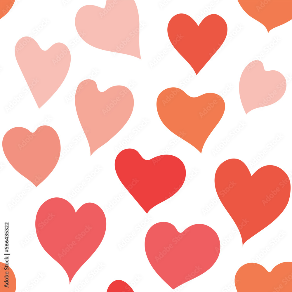 Heart pattern, cute doodle hearts seamless vector background, love spring ornament