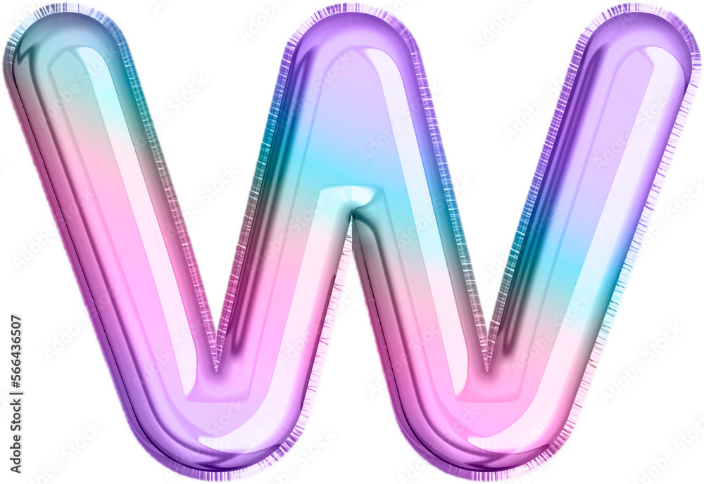 Metallic Balloon letter W in multicolored tones Metallic Balloon letter W in multicolored tones
