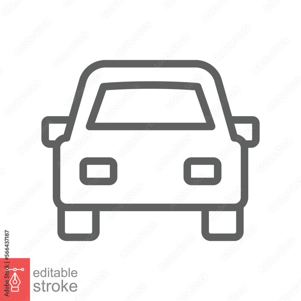 Car front line icon. Simple outline style sign symbol. Auto, view, sport, race, transport concept. Vector illustration isolated on white background. Editable stroke EPS 10. Car front line icon. Simple outline style sign symbol. Auto, view, sport, race, transport concept. Vector illustration isolated on white background. Editable stroke EPS 10.