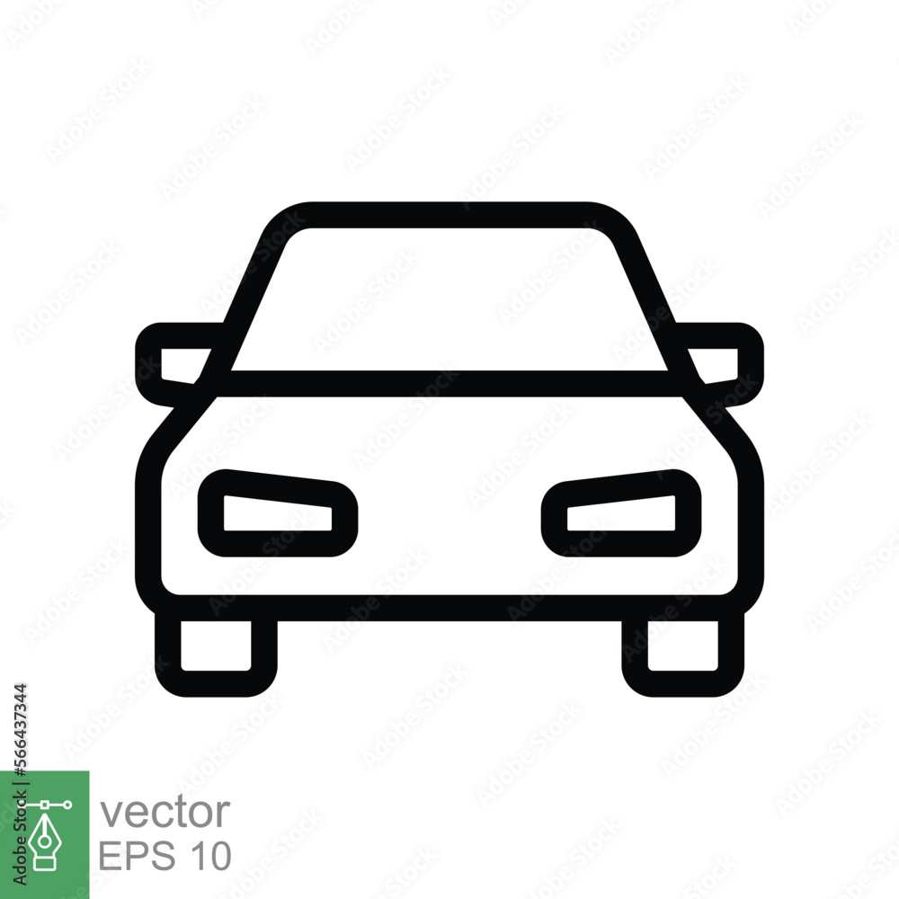 Car front line icon. Simple outline style sign symbol. Auto, view, sport, race, transport concept. Vector illustration isolated on white background. EPS 10. Car front line icon. Simple outline style sign symbol. Auto, view, sport, race, transport concept. Vector illustration isolated on white background. EPS 10.